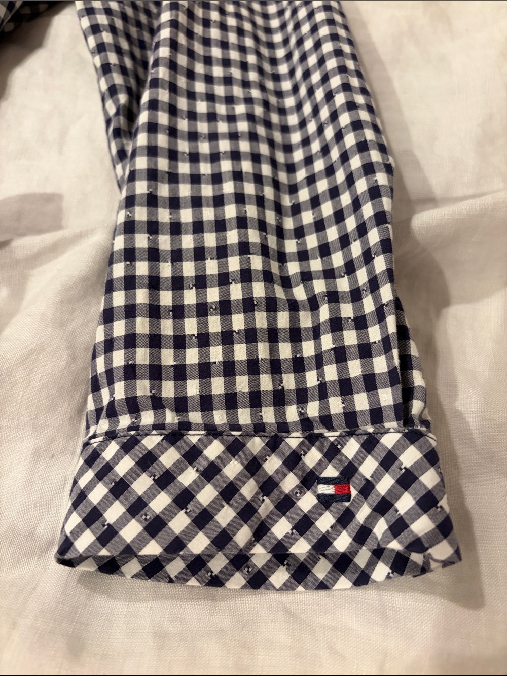 Tommy Hilfiger Navy and White Gingham Long Sleeve Shirt Dress - Picture 5 of 5
